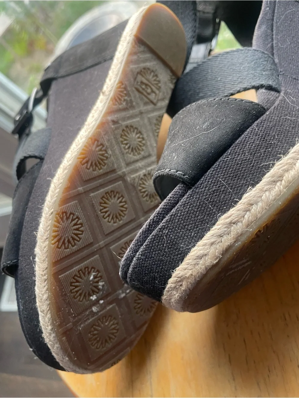 Black Wedge Sandals with Crisscross Straps - Women UGG 8.5 size good condition